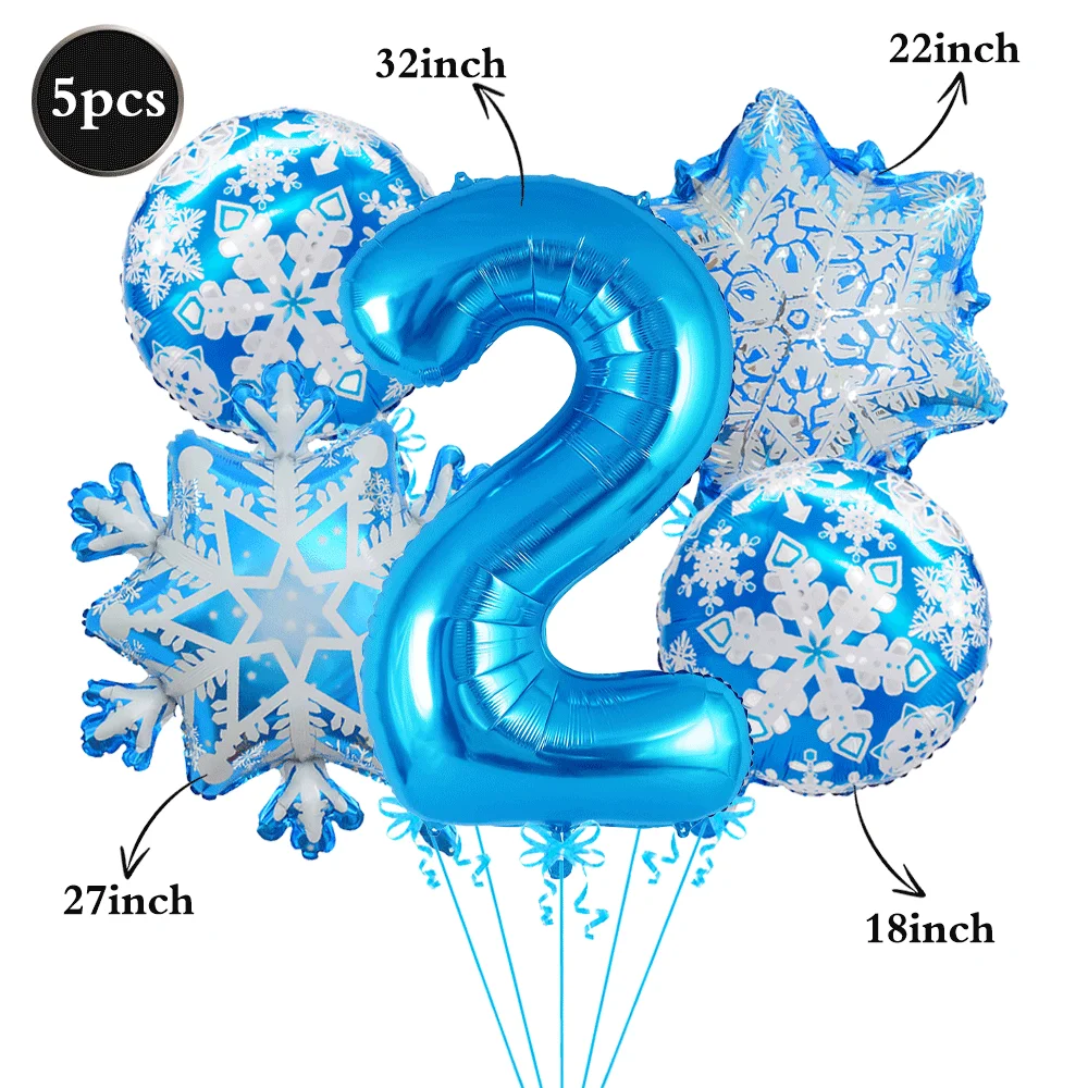 Frozen Geburtstagsparty Dekorationen Schneeflocken-Teller Servietten Becher Banner Blau Lila Schnee-Folienballons Winterwunderland Zubehör – Detail 13