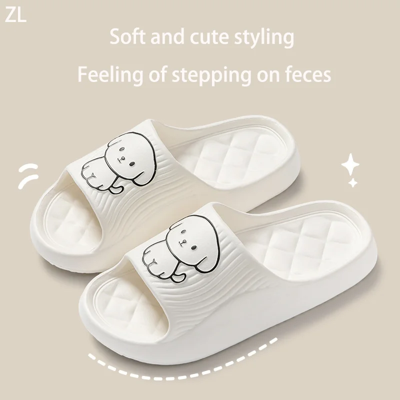 Lovely Couple Pillow Slippers for Women's Summer 2024 New Bathroom Bath Anti Slip Indoor Home Eva Thick Sole Sandals