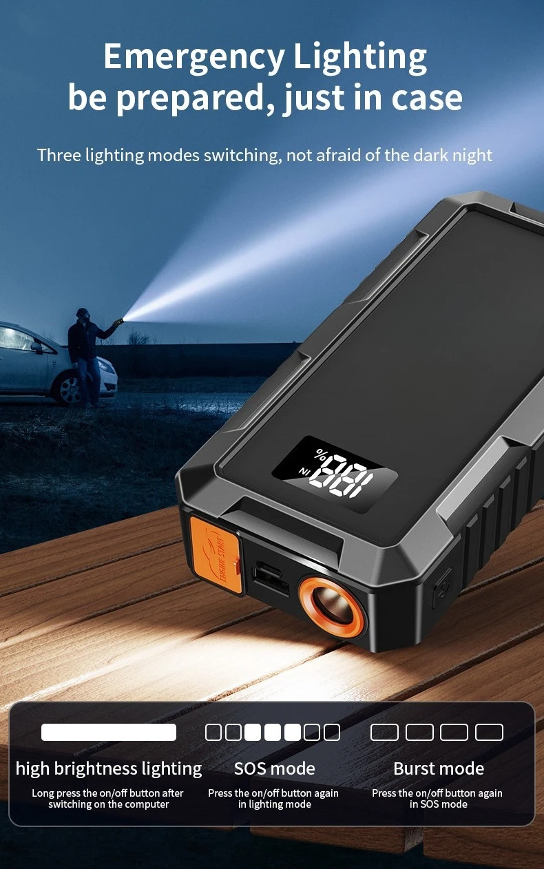12V 16000mAh Car Jump Starter Emergency Starting Device Portable Battery Booster