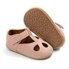 Infant Newborn Baby Solid Color PU Leather Shoes Anti-Slip Soft Sole Princess Shoes Toddler Hollow First Walking Shoes 0-18Month 3