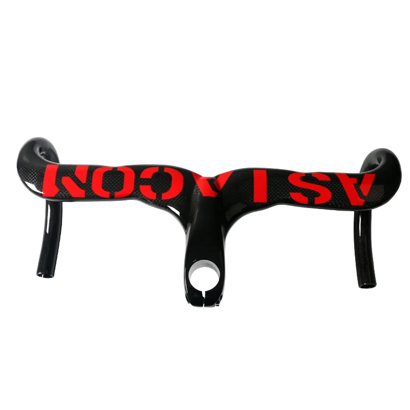 New 6 color ASIACOM compact type Road bike 3K full carbon fibre bicycle handlebar and stem integrated 400-440*90-120mm new