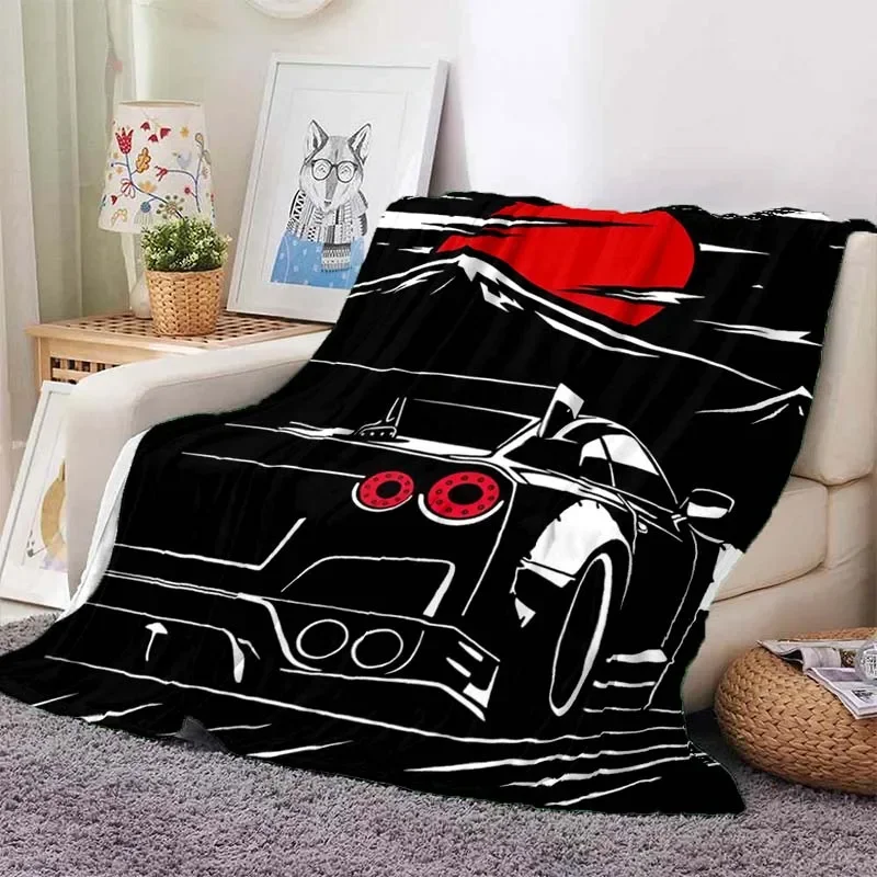 Famous Sports Car G-gTR Racing Blanket Outdoor Travel Portable Four Seasons Camping Picnic Adult Shawl Blanket Photography Props 4