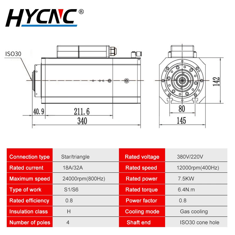 7.5kw Cnc Atc Spindel Motor Luchtgekoelde Automatische Gereedschapswissel Spindel 220V 380V 24000Rpm Iso30 Gereedschapshandvat Voor Cnc Router