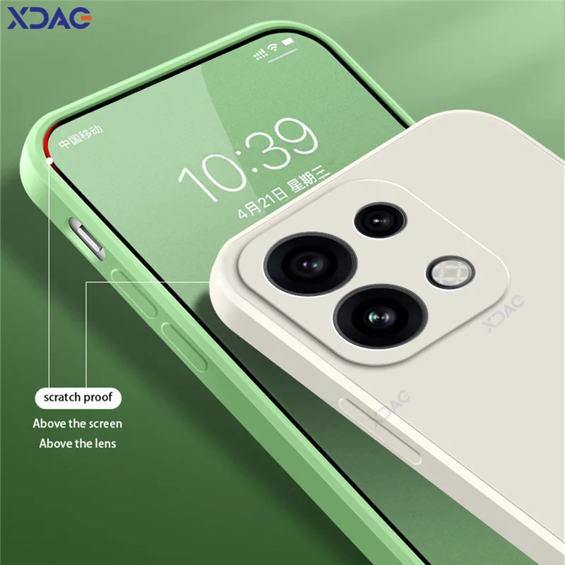 Square Liquid Silicone Shockproof Back Cover - Soft, Anti-Drop Protection