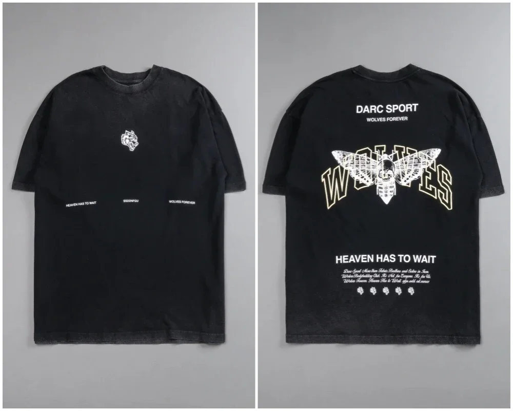 Premium Baumwoll-Freizeit-T-Shirt für Herren, Y2K Sommer Kurzarm Vintage Oversized T-Shirts, Fitness Streetwear Damen Oberteile Tee