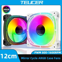 TEUCER Prism12025 II Case Fan 120mm 5V 3Pin ARGB Cyclic Mirror Light Effect 800-1600RPM PWM Fan Tandem Splicing PC Cooling Fans