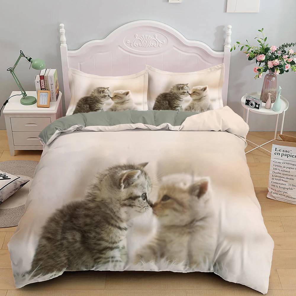 HNHDDZ Juego de Funda nórdica Cama 90 Gato 3D Animal Gris Ropa de Cama  Chico Chica Adolescente Funda de edredón 150x220 y 1 Funda de Almohada :  : Hogar y cocina