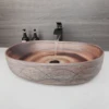 ZAPPO Wood Colored Ceramics Bathroom Sink Vessel Sink for Bathroom  Above Counter Ceramic Bathroom Vanity Vessel Sink Bowl 4