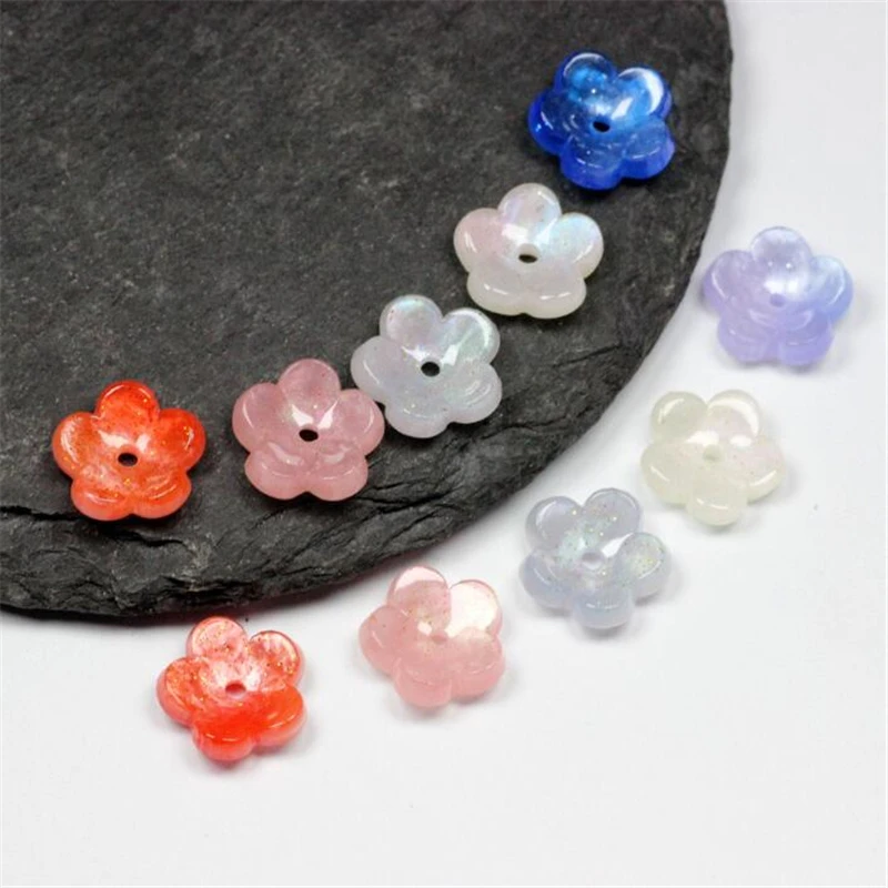 

12mm acrylic flower beads Imitation shell acetic acid loose beads connectors for diy earrings hair jewelry making accessories