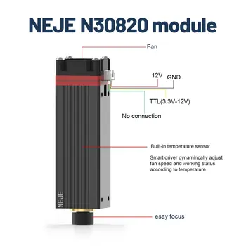 NEJE 40W 450nm CNC Laser Module Kits N30820 Laser Head With TTL Modulation for Wood Cutting Engraving Machine DIY Creation