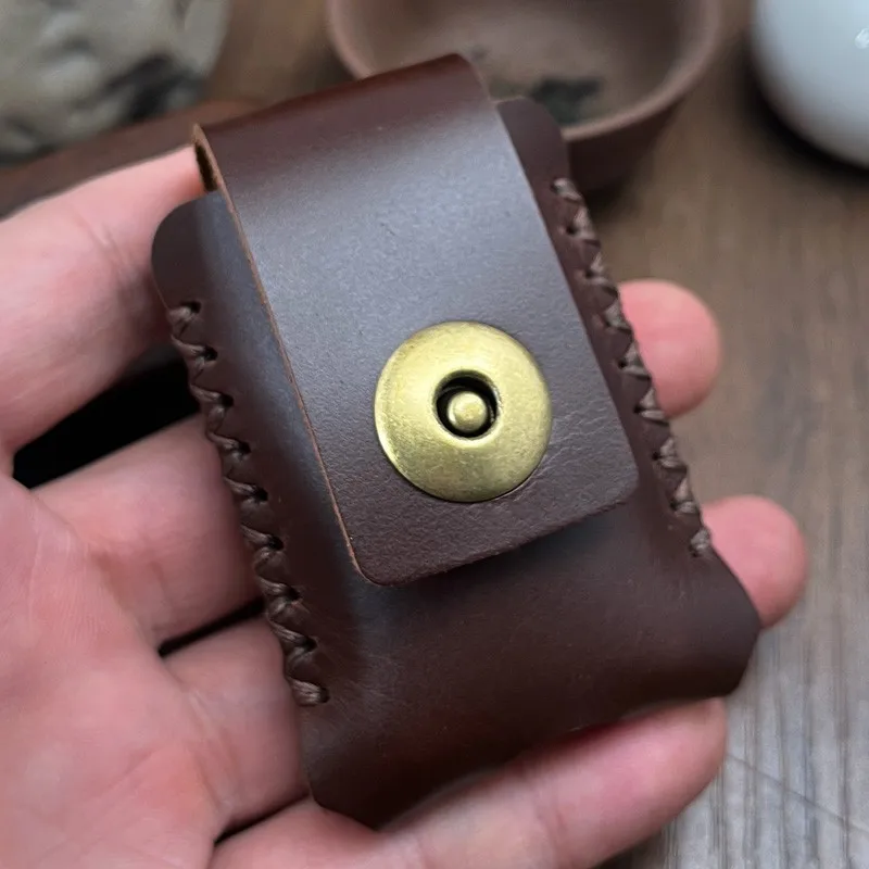 Personalità Tinta Unita Fatto A Mano In Vera Pelle Portasigarette Marsupio Per Accendini Dunhill Accessorio Di Alta Qualità