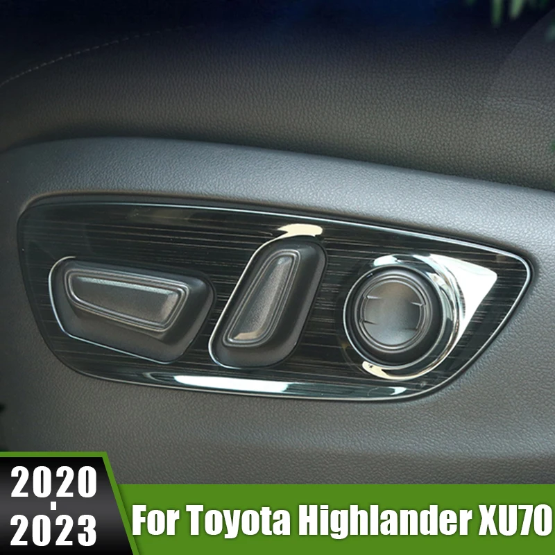 

For Toyota Highlander XU70 2020 2021 2022 2023 Hybrid Stainless Car Seat Adjust Panel Switch Knob Frame Decoration Cover Trim