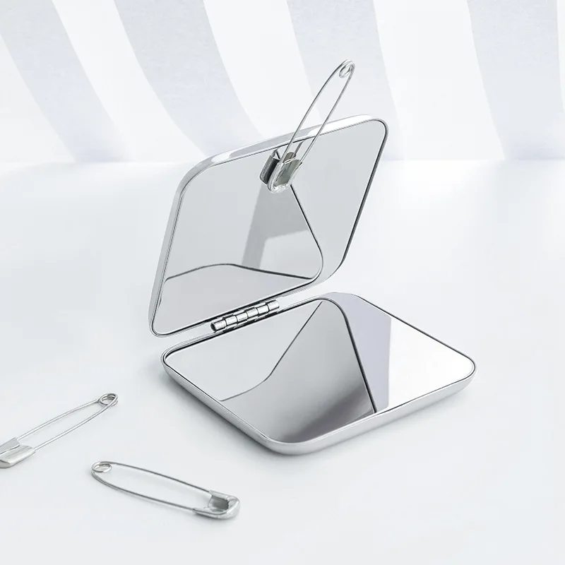 Shatterproof Stainless Steel Ultra Slim Folding Portable Cosmetic Mirror Handheld Travelling Pocket Mirror Camping Makeup Mirror