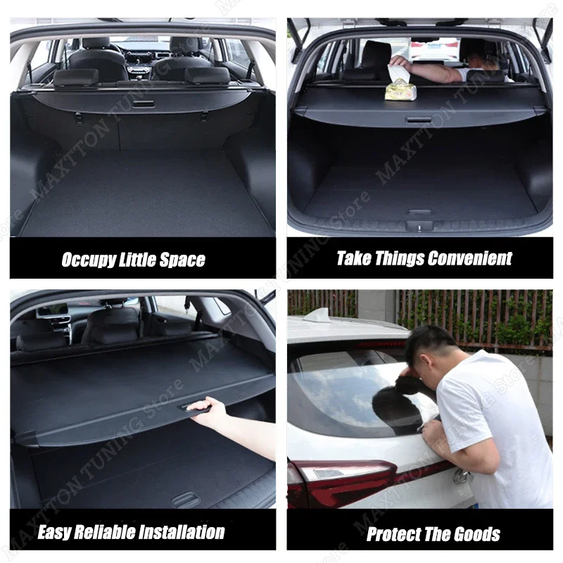 Car Trunk Cargo Cover For Hyundai ix35 2010-2021 Security Shield Rear  Luggage Carrier Curtain Retractable Partition PU Leather
