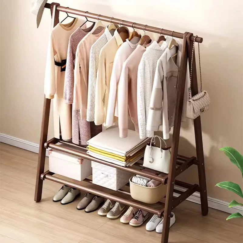 

Nordic Solid Wood Simple Floor Hanger Minimalist Wood Garment Clothes Rack Stand Balcony Corner Arara De Roupa Hall Furniture