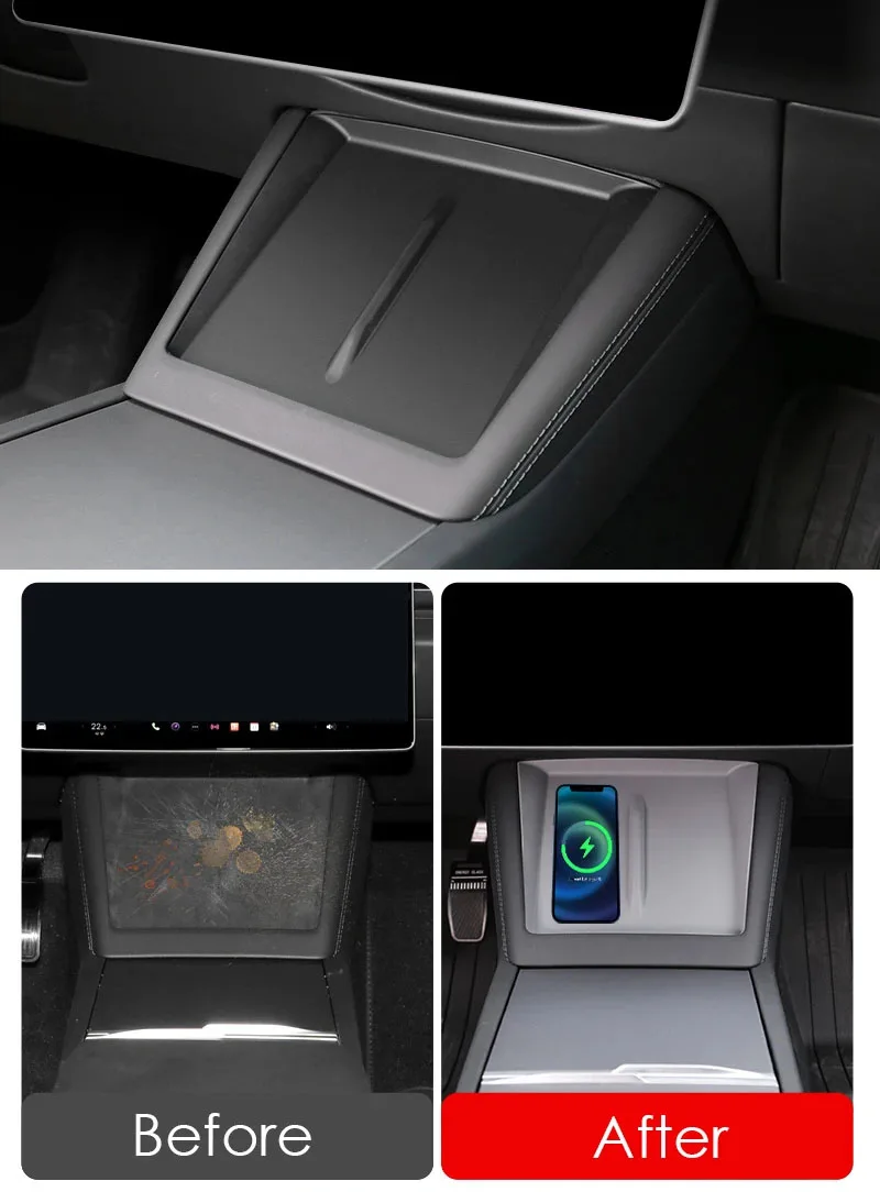 Für Tesla Modell 3 Highland 2025, Mittelkonsole, Armlehne, Aufbewahrungsbox, Fach, versteckter Getränkehalter, Organizer, Verstauen, Aufräumen, Zubehör – Detail 2