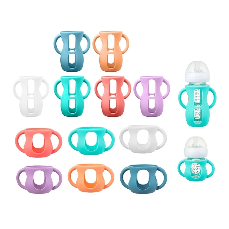 Silicone Bottle Sleeves for Avent Natural Glass Baby Bottles Food-Grade Bottle Sleeves with Grip Handle Protection Cover