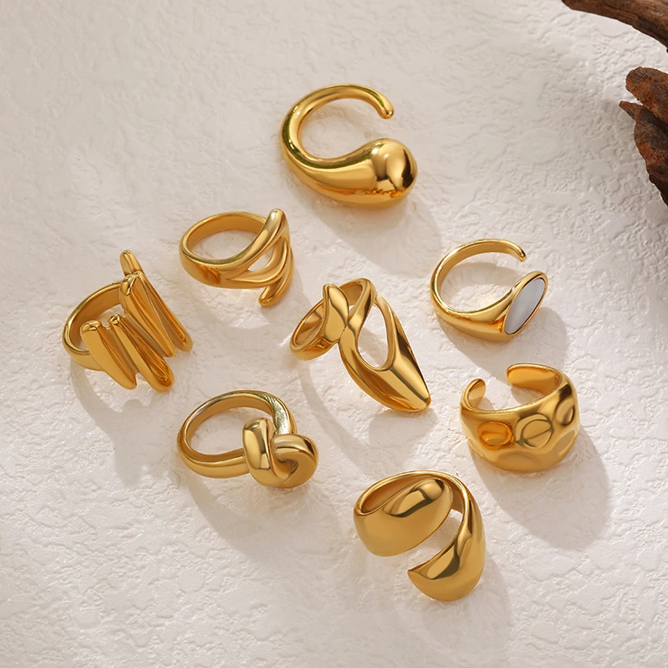 Vintage Chunky Gold Rings Stainless Steel Chunky Knot Rings ...