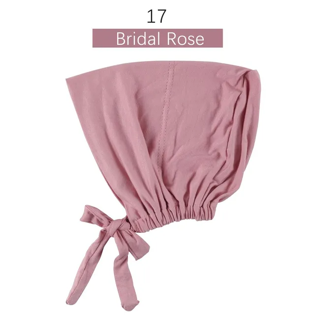 Muslim Women Elastic Tie Back Inner Hijab Caps Cotton Jersey Stretch Underscarf Modal Bonnet Headwrap Turbante Mujer 17
