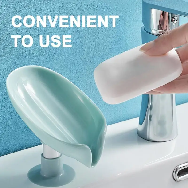 Leaf Shape Soap Dish Drain Soap Holder Bathroom Shower Soap Box sponge Storage Plate Tray Bathroom Supplies Bathroom Gadge