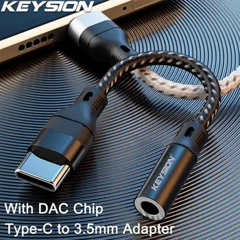 KEYSION USB C타입 DAC 칩 헤드폰 어댑터, USB C-잭 오디오 AUX 케이블, 아이폰 15, 삼성, 화웨이, 리얼미, 샤오미, 3.5mm