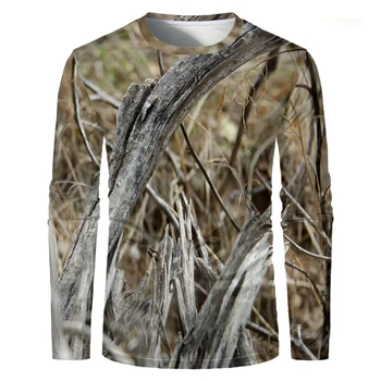 Camouflage Hunting T-Shirt Forest Print Men T Shirt Outdoor Sports Long Sleeve Trip Tactical Training Oversize Top Mens Clothing 1