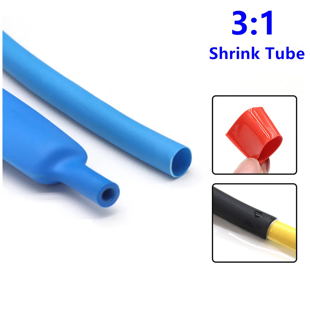 

1M 3:1 Heat Shrink Tube With Double Wall Glue Tube Diameter 1.6/2.4/3.2/4.8/6.4/7.9/9.5/12.7/15.4/19.1/25.4/30/39/50mm Blue