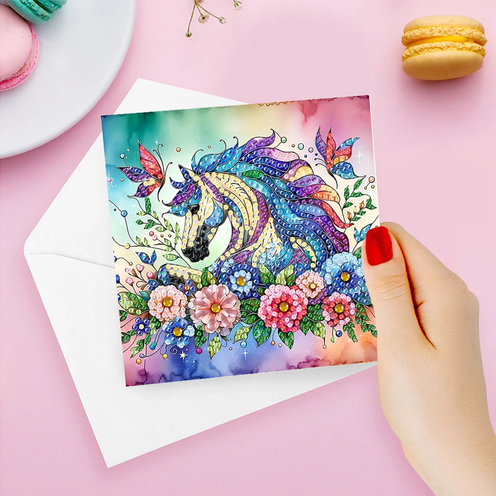 6pcs DIY Diamond Painting Greeting Card Set Rhinestone Diamond Art Mosaic Postcards Thank You Cards and Holiday Blessings