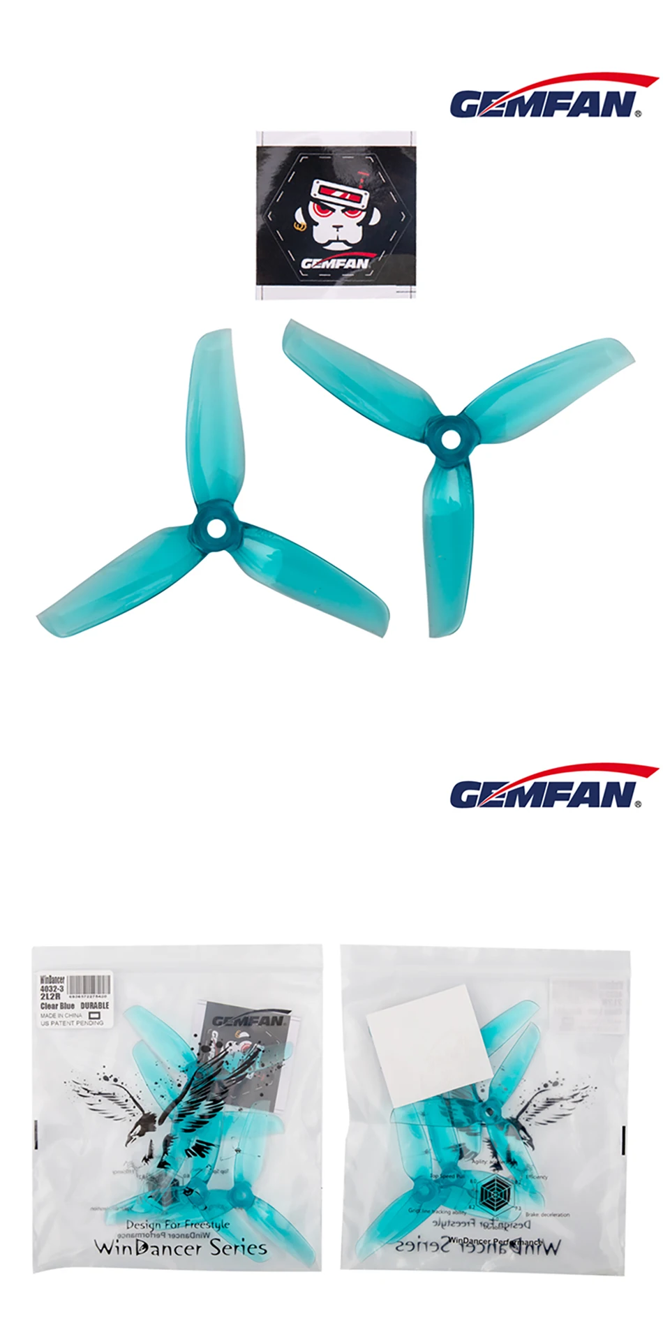 8/12Pairs Gemfan WinDancer 4032-Blade Propeller - PC 4inch CW/CCW FPV Props For RC FPV 4" Racing Drone Quadcopter Original 23