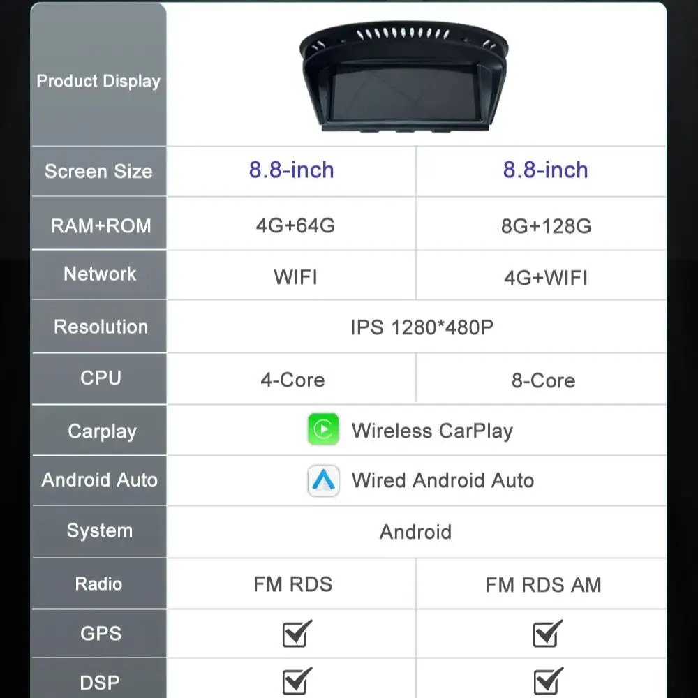 Wireless CarPlay Android 16 Autoradio Multimediale Per BMW Serie 5 3 E60 E61 E62 E63 E90 E91 E92 E93 CCC CIC GPS WIFI Wired Auto - Image 3