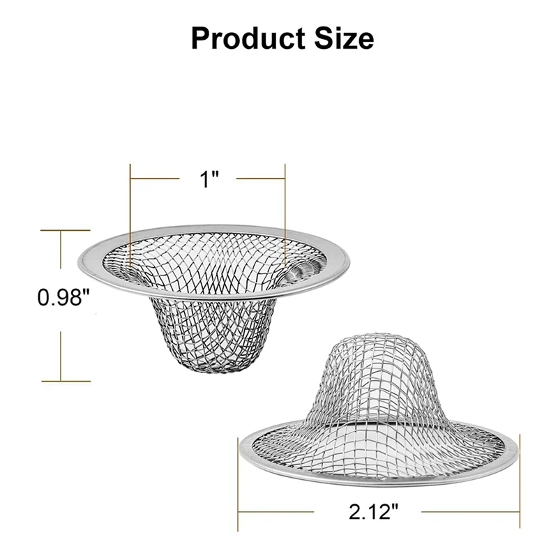 2.125Inch Top / 1Inch Basket - Mesh Sink Drain Strainer Hair Catcher For Bathroom Sink, Utility, Slop, Laundry 5