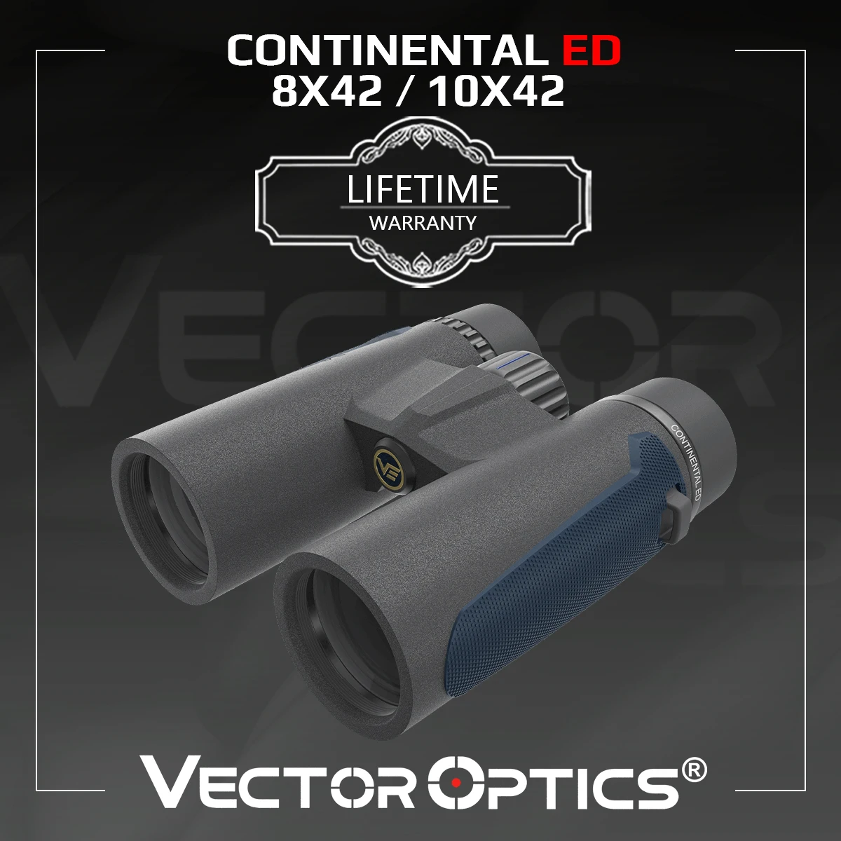 Vector Optics Continental 8x42/10x42 쌍안경, 완전 다층 코팅 루프 프리즘 ED 렌즈, 88% 이상의 빛 전달.