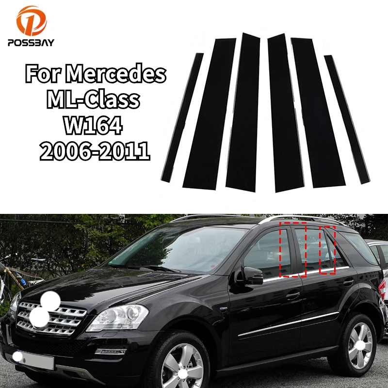 Car Window Trim Stickers 6Pcs for Mercedes ML-Class W164 2006-2011