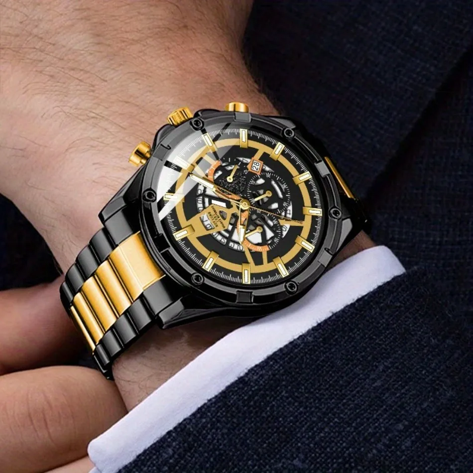 Men Business Fashion All-match Luminous Steel Belt Quartz Wrist Watch main image 1