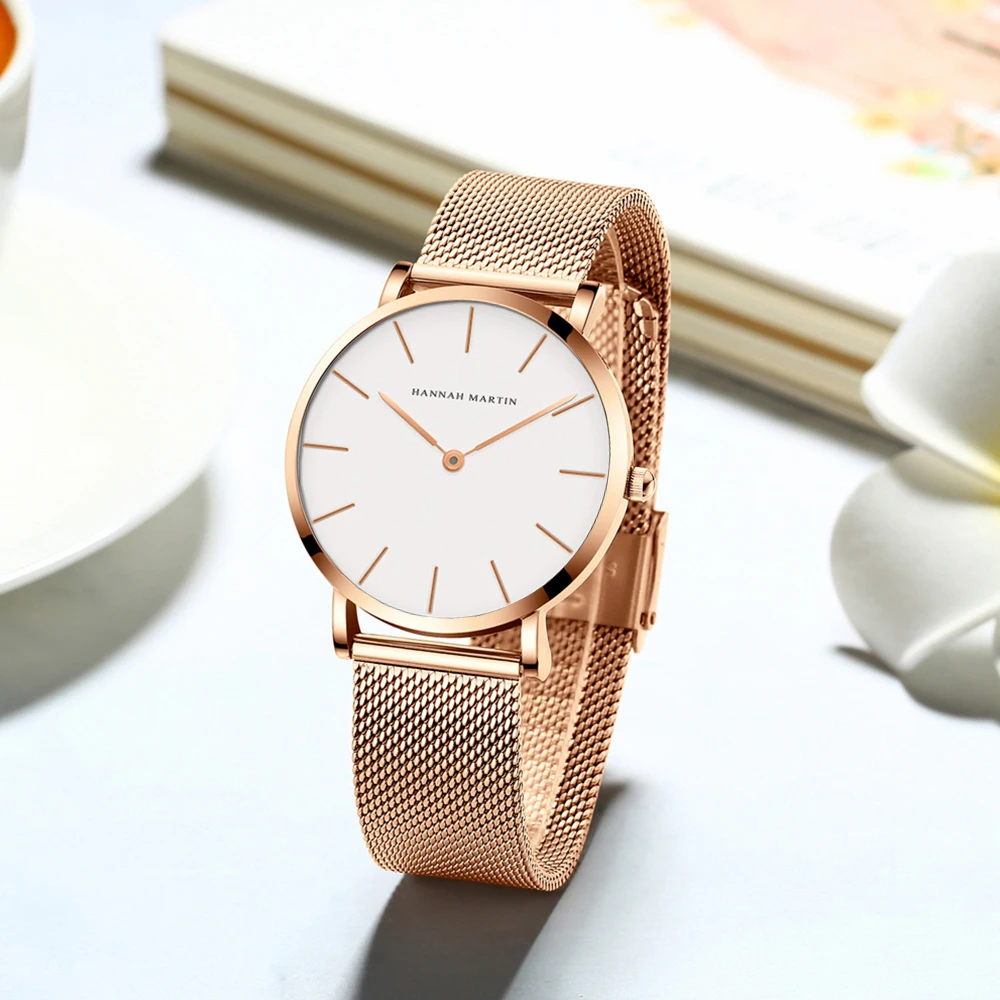 Rose Gold Mesh Women's Bracelet Watch Set – Elegant Japan Quartz Movement Stainless Steel Timepiece