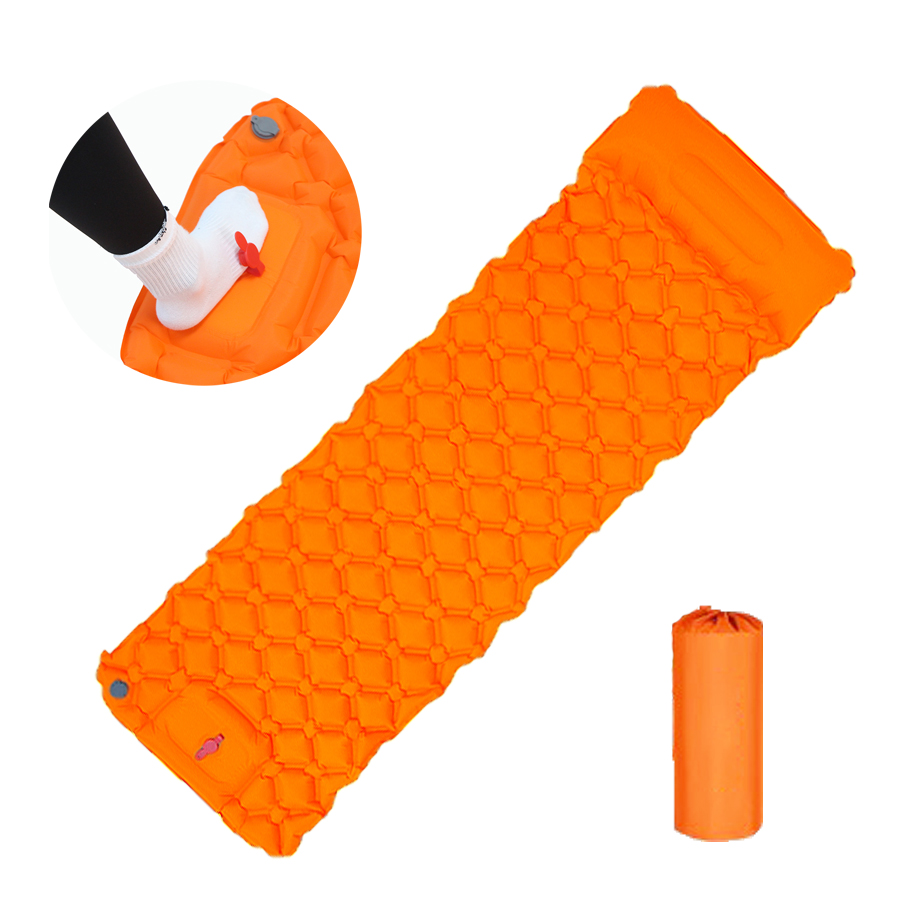  Outdoor Sleeping Pad Camping Inflatable Mattress Built-in Pump Ultralight Air Cushion Travel Mat With Headrest For Travel Hiking 