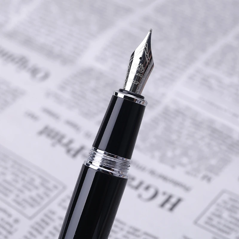 New Jinhao 159 검정색과 은색 M 펜촉 만년필 두꺼운