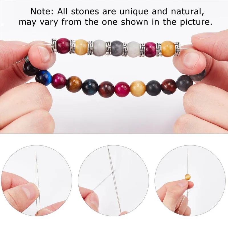 1Box Multicolor Natural Tiger Eye Beads Alloy Spacer Beads for DIY Bracelet Necklace Jewelry Making Crafts with Findings Kit