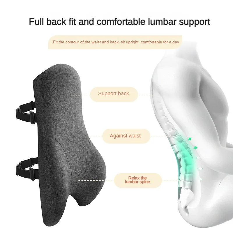 Elevated Office Waist Pillow Ergonomic Lumbar Support Memory Cotton 4D Curved Waist Pad Car Waist Rest Office Waist Pillow 2