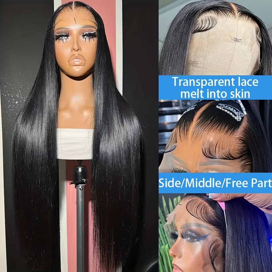 Density 30 40 Inch 13x6 13x4 HD Lace Front Human Hair Wigs Brazilian Straight HD Lace Frontal Wig 13x6 Raw Hair Wig For Women