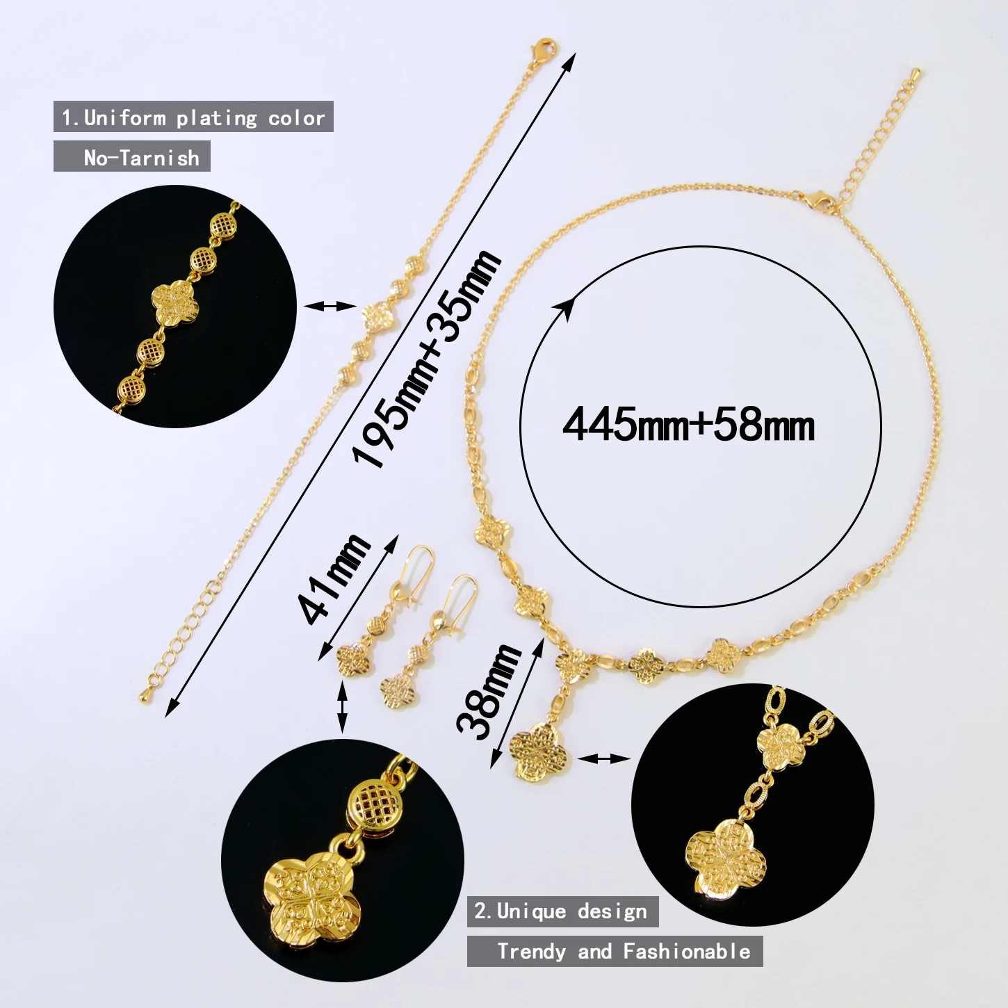Dubai Mode Hochzeitsschmuck-Set 21k Vergoldet Türkische Brautmünzen Halskette Armband Ohrringe Oman Frauen Party Retro Schmuck – Detail 3