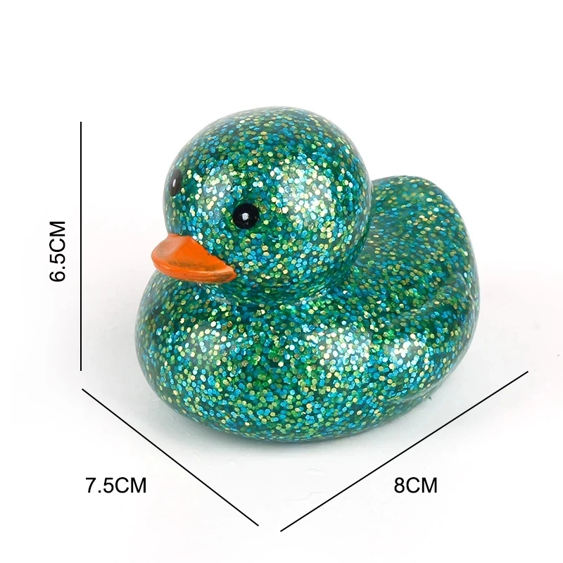 6PCS/SET Squeeze-sounding Dabbling 80MM Rubber Ducks Baby Shower Water Bathing Floating Toys Vinyl Glitter Duck With BB Sounds 3