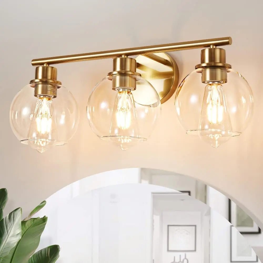 LED Bathroom Mirror Light Metal Brass Wall Mounted Vanity Lamp