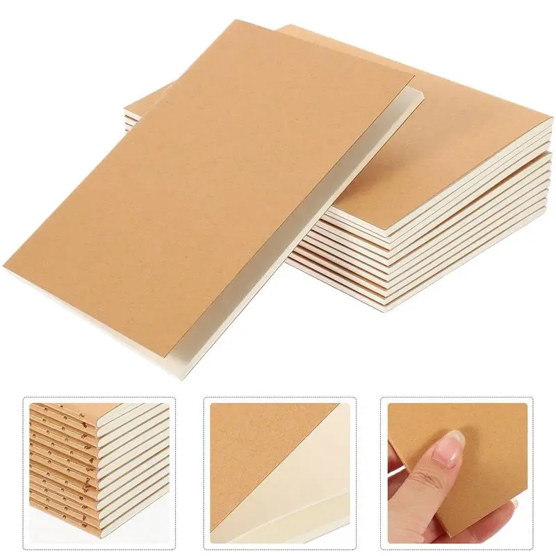 12PcsA6KraftPaperNotebookBlankLinedJournalKraftBrownCover