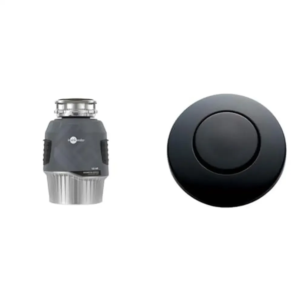 1HP Gray Garbage Disposal with SinkTop Switch Button Advanced MultiGrind Technology EZ Connect Installation Quietest Operation &