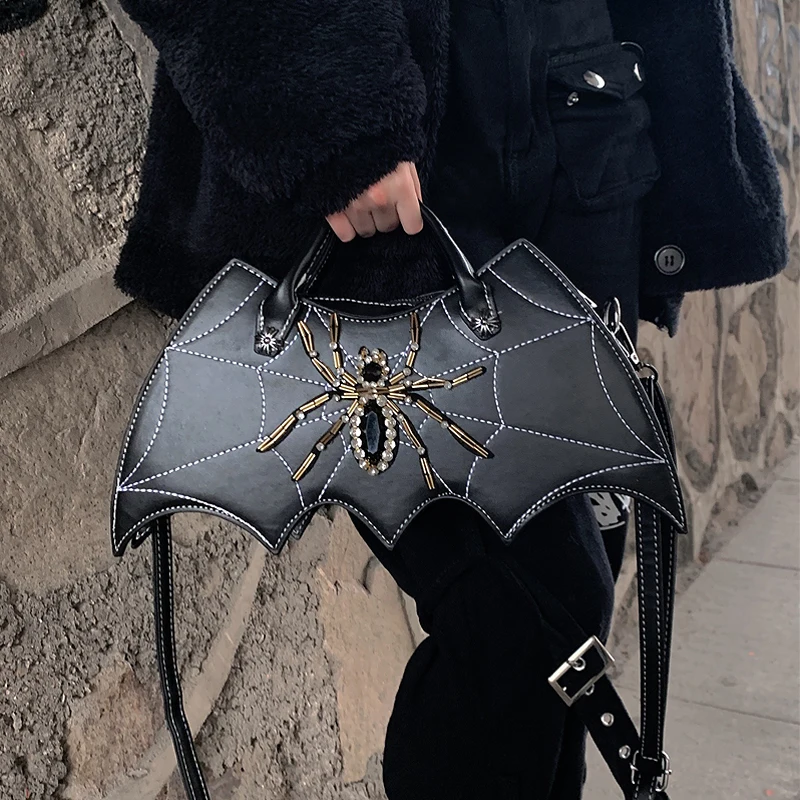 Halloween Fledermaus Umhängetasche - Gothic PU Leder Tasche Für Frauen