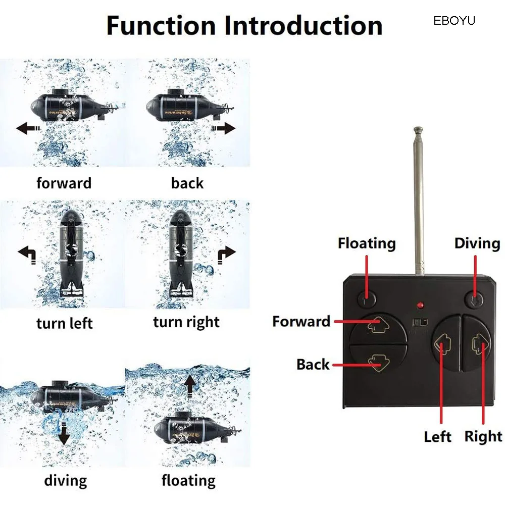 2.4G 6 Channels Nuclear Wireless Diving Child Toy Mini Remote Control RC Submarine Boat Toys 2023_voghion.com