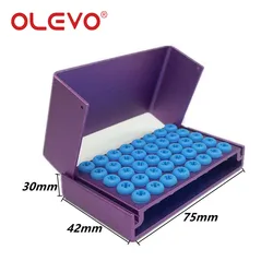 Aluminum Dental Bur Holder Organizer - Autoclavable 40 - Slot Disinfection Case (Purple)