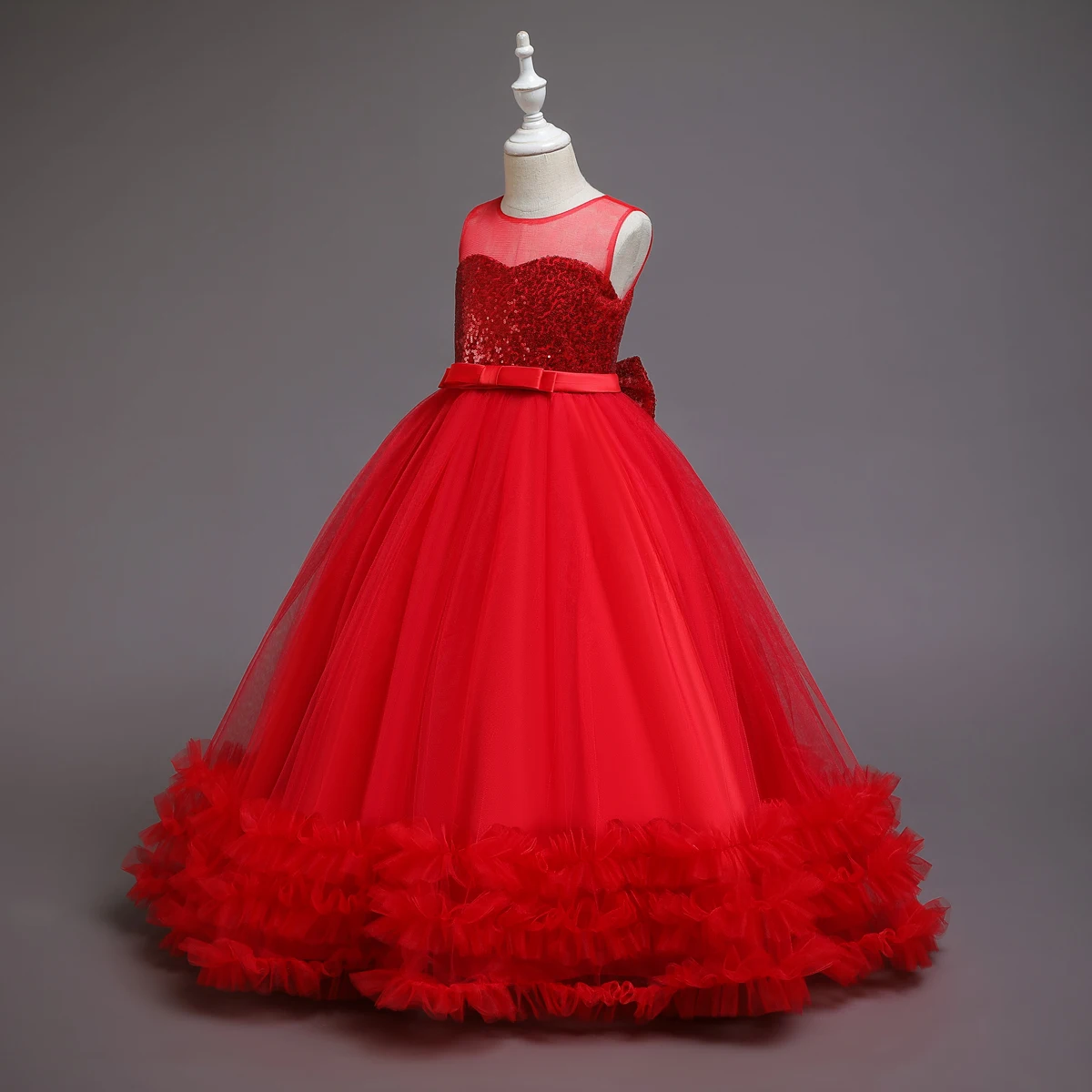 Elegant Pink Lace Mesh Flower Girl Dress - Princess Style Party & Wedding Attire