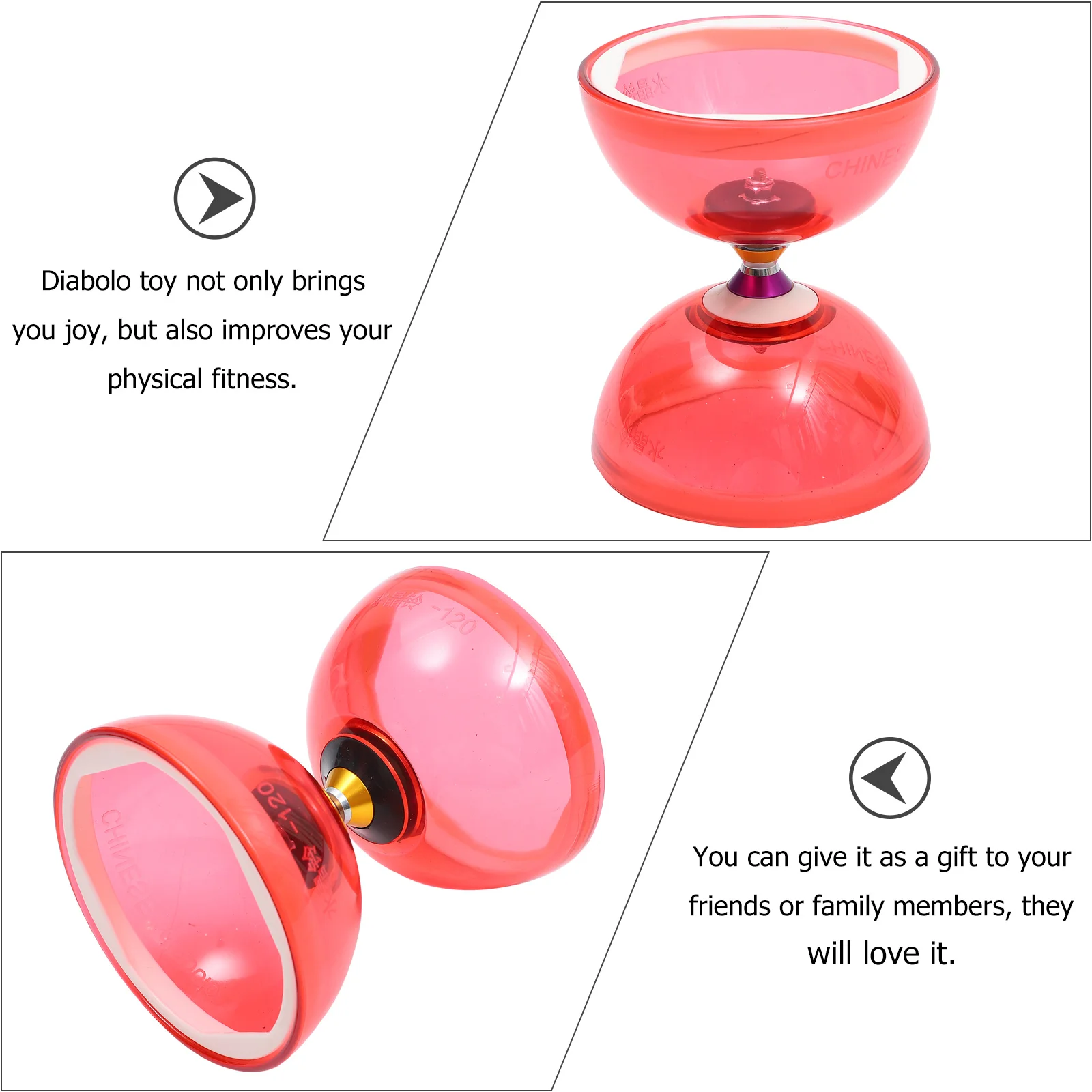 1 Set Chinese Juggling Toy Crystal Diabolo Plaything with Sticks and String